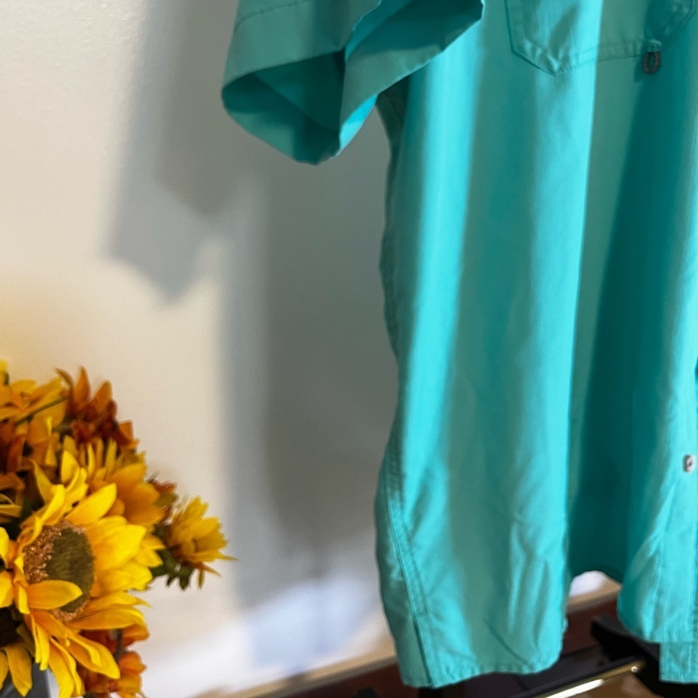 🏕️ Eddie Bauer Men’s Performance Short Sleeve Shirt – Turquoise – Size L - Picture 6 of 8